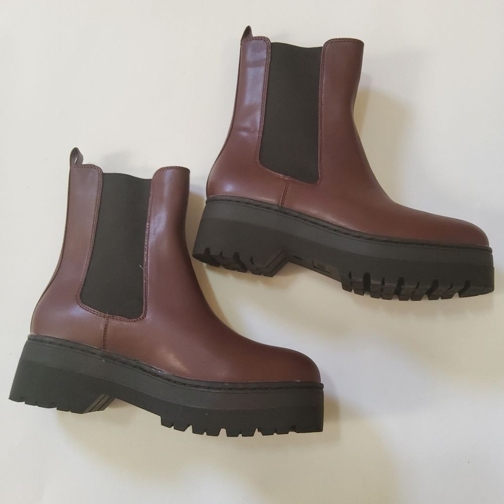 MIA Chelsea Brown Platform Ankle Boots Booties Size 10 Brown New